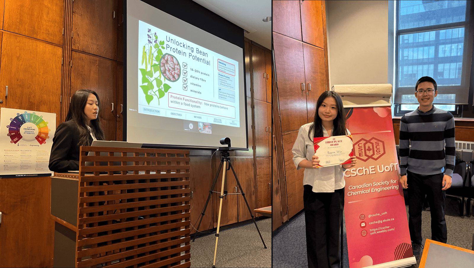 Reena Wu presenting her research, and accepting her award