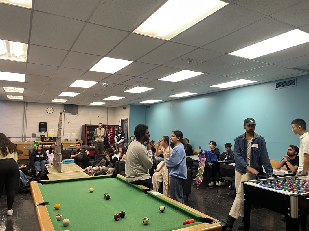 Students networking at a mentorship event